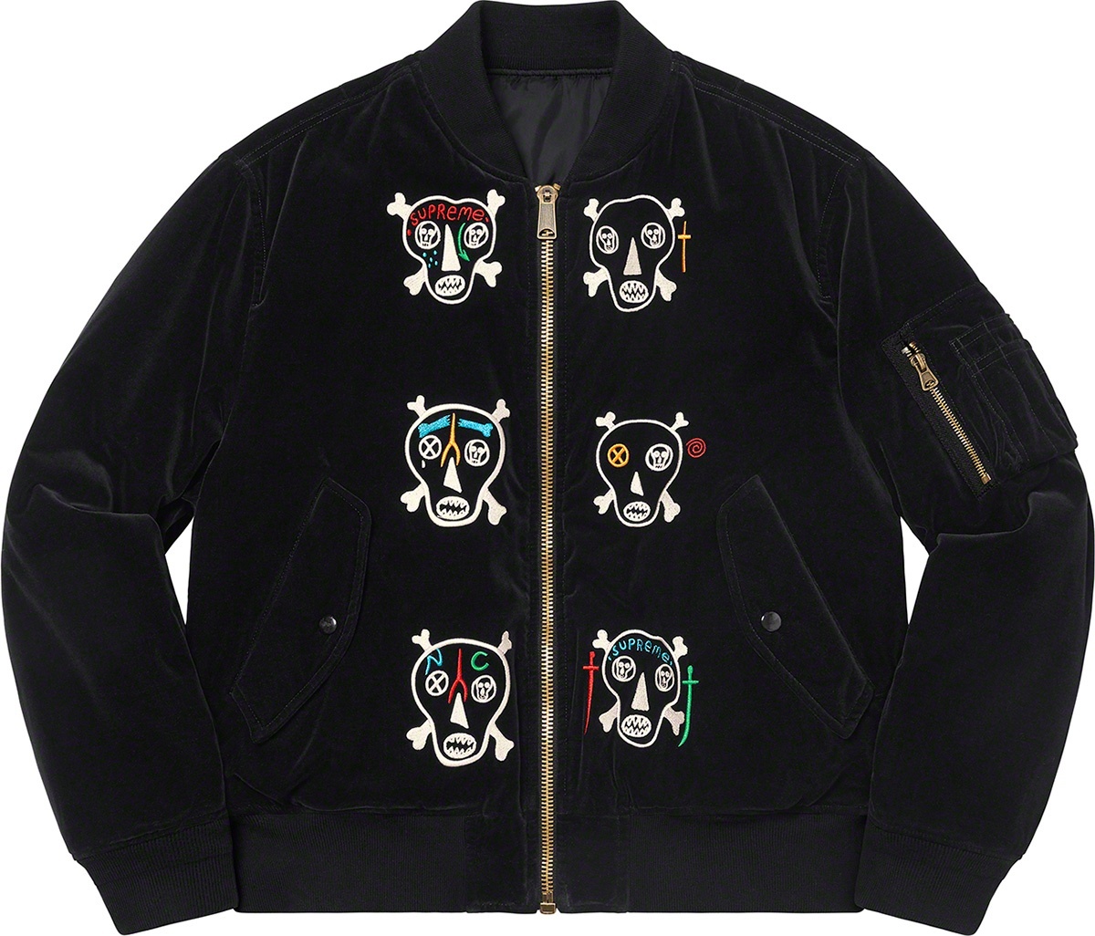 Clayton Patterson/Supreme Skulls Embroidered Velvet MA-1 view 17